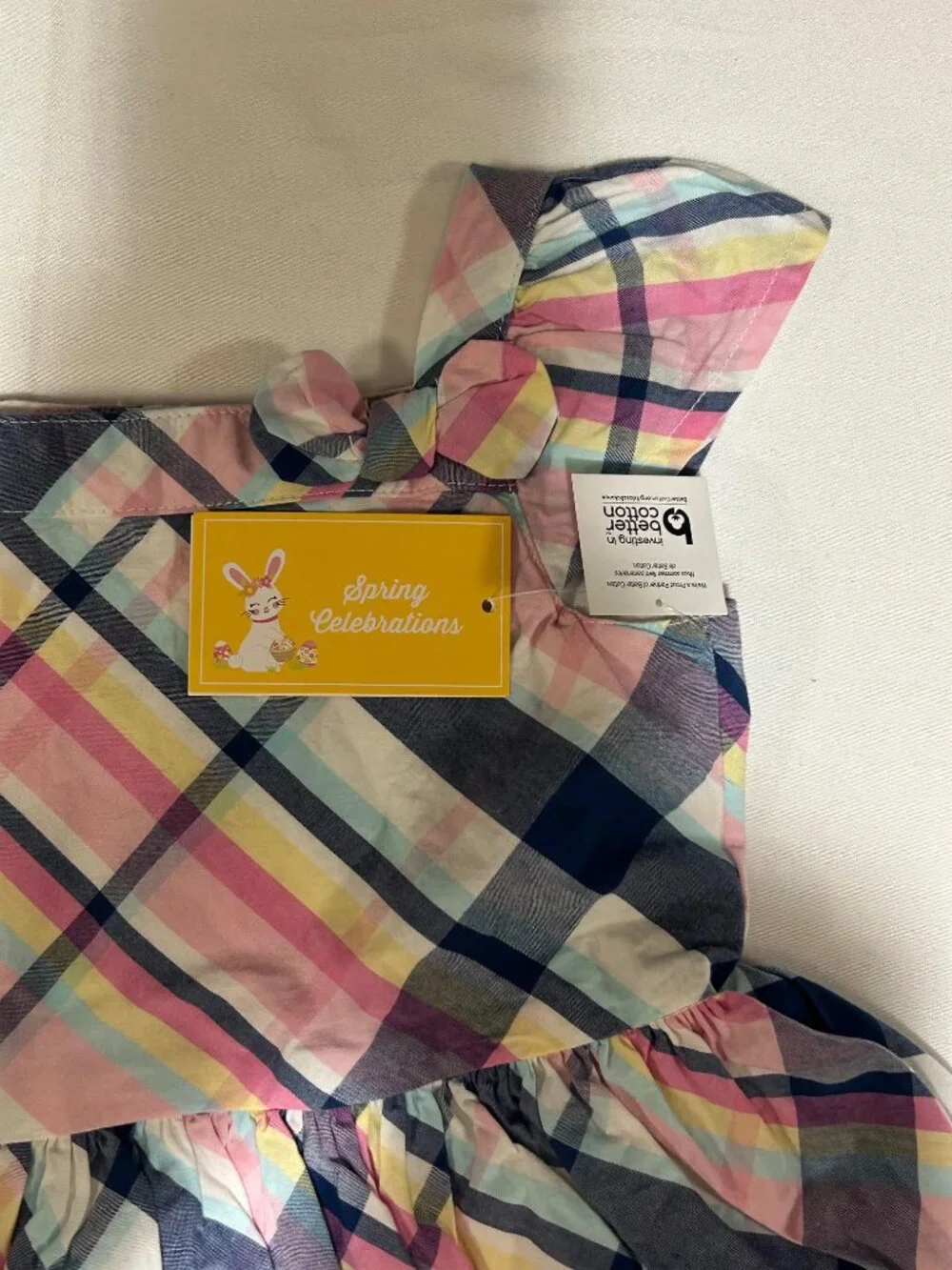 Gymboree Girls 4T Pink Blue Pastel Plaid Short Sleeve Spring Celebrations Dress